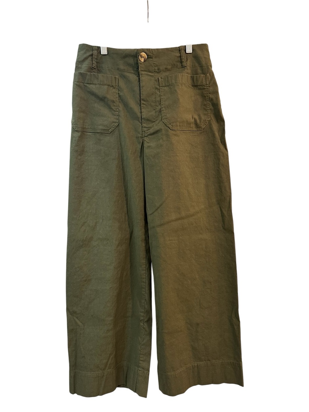 Maeve Anthropologie Colette Pant Sz 28 Green Wide Leg Cropped Stretch Utility - Picture 5 of 10